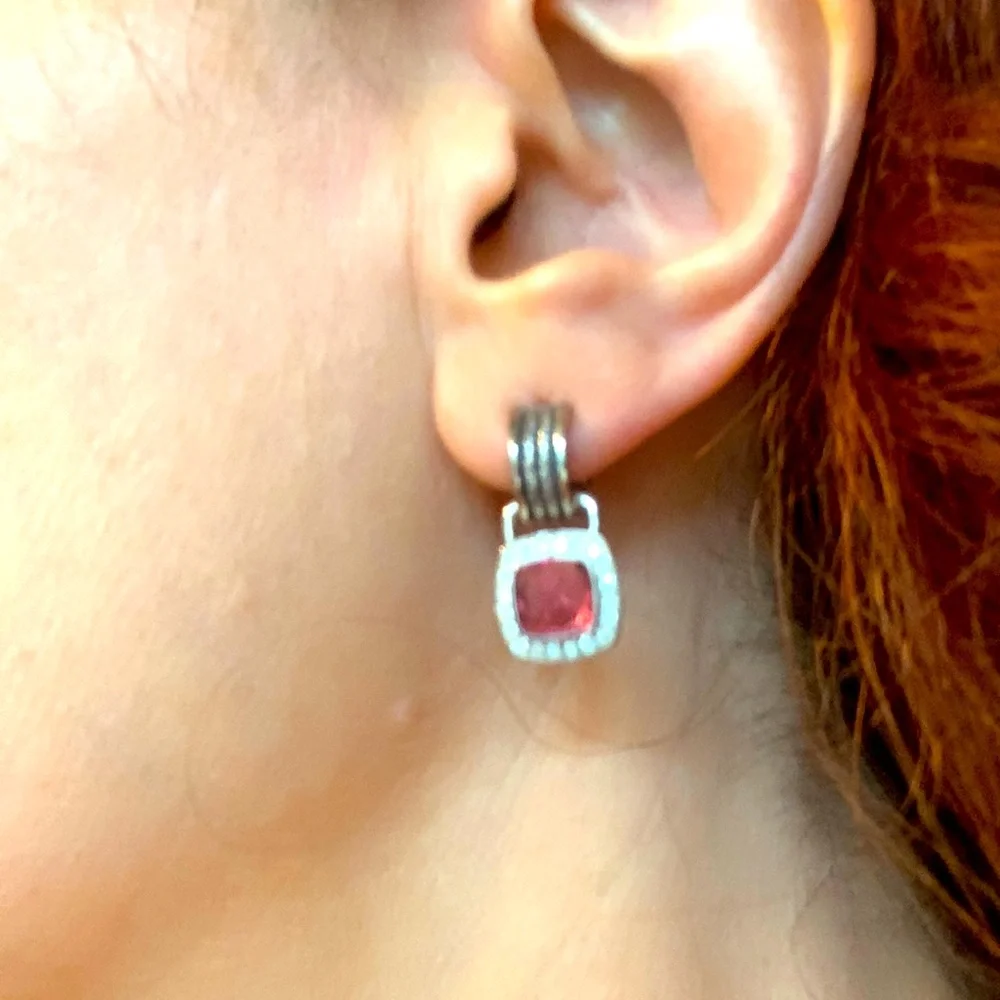 David Yurman retired sterling silver Albion Drop Earrings Diamond & tourmaline - Picture 6 of 6
